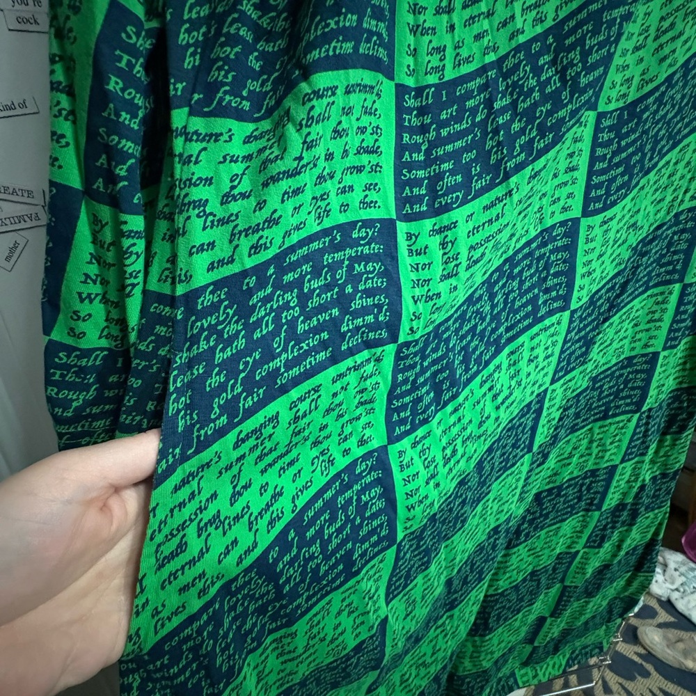 Svaha Green Printed Women's Dress Shakespeare’s Sonnets - Picture 2 of 4